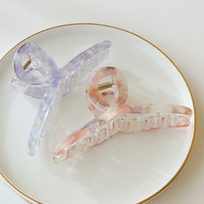 ROSICLER 大理石紋扭結透明髮夾組 2入