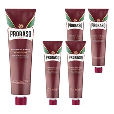 PRORASO 刮鬍膏 紅標 滋潤檀香 150ml, 5條