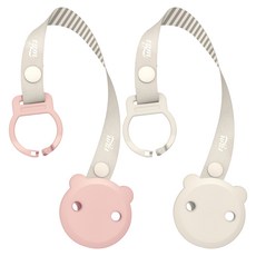 티지엠 곰돌이 노리개 젖꼭지 홀더, 코랄핑크 + 라이트그레이, 1세트