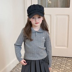 Starbean 兒童麻花修身款長袖翻領針織衫