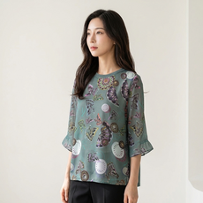 Crocodile 鱷魚 LADY 女士夏季摩登印花人造絲T恤背心 CLDM-TS503