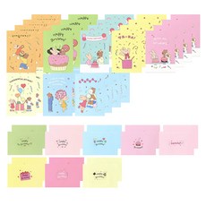 Monolike Happy & Lucky 生日快樂信紙 8款 x 4p + 信封 8款 x 2p 套組, 混合色, 1套