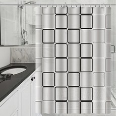 德利生活 浴簾, 180 x 200cm, 六方格, 1個, 塑膠, 大方格