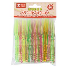 粉彩小兔 透明彩色水果叉 50支, 多色, 1袋