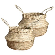 海草編織收納籃 迷你, 單色, 2個