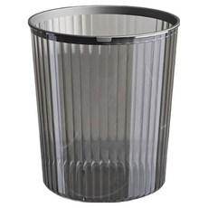 FOSO 無印風壓圈透明垃圾桶-透明灰,簡約設計,垃圾袋固定,居家收納, 23.5 x 25cm