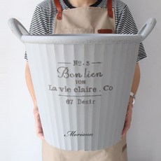 MORIANN Bonliang 提把復古塑膠圓盆 3834, 灰色, 1個