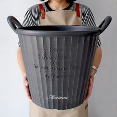 MORIANN Bonliang 附提把復古塑膠圓盆 3834, 黑色, 1個