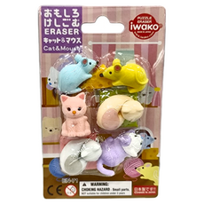 Iwako 造型橡皮擦Set, 貓和老鼠造型, 貓和老鼠, 1組