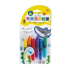 風車 FOOD超人 快樂洗澡蠟筆套裝, 6色入, 3歲以上適用, 色彩鮮明, 顏色飽和, 混色, 1組