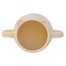 MODU'I BLUEMAMA 幼兒鉑金矽膠雙耳熊杯, 250ml 容量, 14cm 寬, 7cm 高, 防漏設計, 奶油黃, 1個