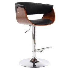 E-home Trista翠絲塔曲木吧檯椅 PU皮椅面 防水易於清潔, 黑色, 1個