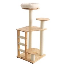doter 寵愛物語 雲頂爬梯貓跳台 48 x 48 x 113cm 15.5kg, 木頭色 + 白色, 1個