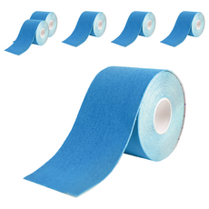 Flowers 花芊 肌肉運動膠帶 肌內效貼布 藍色 6捲 運動防護 彈性透氣 親膚低敏, 1入