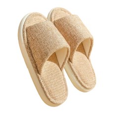 Axis 艾克思 加厚底透氣亞麻靜音防滑室內拖鞋 毛巾布內裡 柔軟親膚 吸濕排汗, 卡其色, 1雙