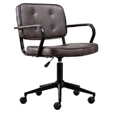 E-home Itzel伊澤爾復古工業風拉扣扶手電腦椅, 舒適倚靠, 座椅高度可調整, 科技布面材質, 58 x 58 x 83~95cm, 深灰色