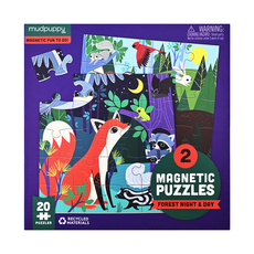 mudpuppy 磁性拼圖 森林的日與夜 20塊拼圖 回收材料, 40片, 1組