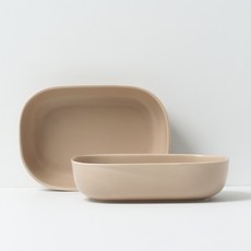 BOWLBOWL 韓國製 復古系列 橢圓碗, 焦糖米, 2個