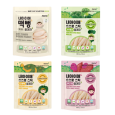 Naeiae 蔬菜米棒組, 糙米口味 + 紫薯口味 + 南瓜口味 + 花椰菜口味, 120g, 1組