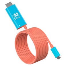 베이직기어 닌텐도 스위치2 미니독 4K 60Hz 지원 TV연결 PD100W 충전 HDMI 케이블, 1개, 블루 + 레드
