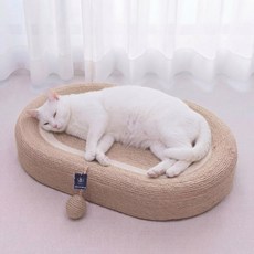 DING DONG PET 貓咪劍麻躺躺貓抓板 貓薄荷床, 奶油白, 1個