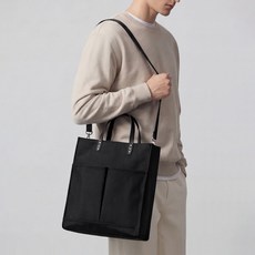 ADDEDIT Mentz 口袋斜背托特包, 黑色