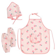 Little Rabbit 兒童圍裙頭巾袖套三件組, 粉色