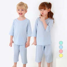 Premierpharm 兒童用有機純棉簡約七分袖家居服上下套裝