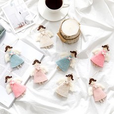 Happy Village 聖誕天使羊毛飾品 8入, 混合顏色