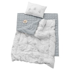 izari 孩童四季款鋪棉枕頭+枕套+薄墊+午睡被4件組, 水獺款