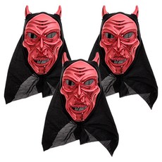 Party09 亮面惡魔連帽面具 3入, 混合顏色