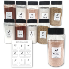 데일리픽 주방 캠핑 투명 조미료통 업소용 용기, 10개, 양념통 500ml(10p) + 스티커