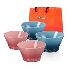 LE CREUSET 飯湯Neo碗, 1套, Neo碗 300ml 2入 + 600ml 2入 + 購物袋 L, 薔薇粉,海洋藍