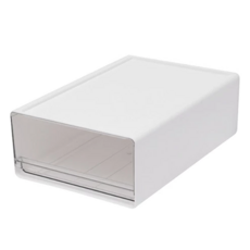 桌上透明抽屜盒, A4紙文件收納, 白色疊加卡槽設計, 05 大白, 1層