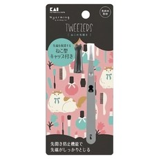 KAI 貝印 貓咪斜口眉夾 附貓型矽膠蓋 HC-2203 96 x 9mm 12g, 1支