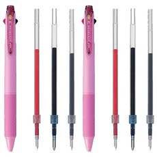 uni 三菱 JETSTREAM 3色原子筆0.38mm+筆芯黑+藍+紅, 粉紅色, 2組