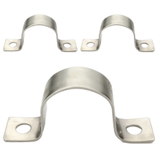 新多多小舖 1-1/2吋加厚白鐵雙邊管夾3個一組，堅固耐用，適用於多種管線固定, 1組, 1-1/2