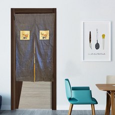 J&N 日式貼布雙開式門簾90150(8種圖案)d, 1入, 藍色