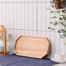 Iconic House Harbor 木質八角托盤, 原木色, 1個