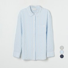 韓國 CLOVIS 女性條紋寬鬆飄逸襯衫