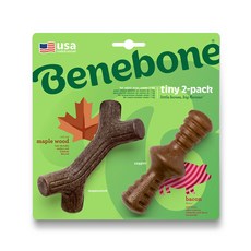 Benebone 班尼狗 Tiny 2入組 楓木棒 + Zaggler 培根咀嚼玩具, 培根口味, 1套