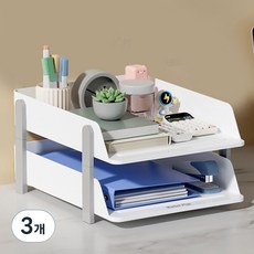 마켓플랜 레이어드 다용도 A4 서류 수납 선반 2단, 그레이, 3개