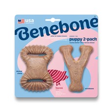 베네본 소프트 퍼피 패키지 2팩 강아지 츄잉 장난감 덴탈츄 + 위시본, 베이컨, 1세트