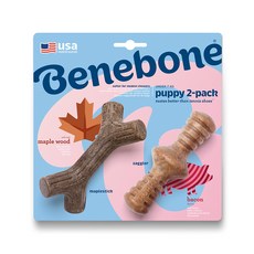 Benebone 班尼狗 Puppy 2入組 楓木棒 + Zaggler 培根咀嚼玩具, 培根口味, 1套
