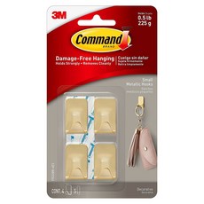 3M Command 無痕 17032BR-4ES 無痕金屬質感小型掛鉤, 黃銅色, 1組