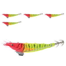 MEGABITE Megatan 夜光亮絲帶 深海花枝軟絲三叉木蝦 S, 5個, 04 紅頭黃色, 8g