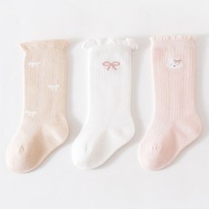 스타도어 여아용 귀여운 자수 메쉬 양말 3종 세트
