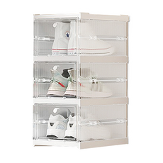 免安裝可視摺疊鞋盒 3層 PP材質, 摺疊10.5 x 34.5 x 25.5cm 展開52.5 x 25.5 x 34.5cm, 透明, 1個