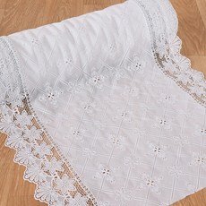 데코리아 북유럽풍 레이스 방수코팅 테이블커버 FL2928, 화이트, 폭 50cm x 길이 2m, 1개