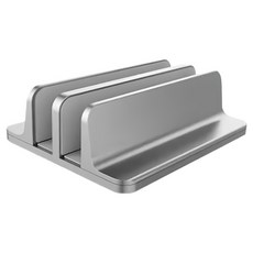 BeOK 直立式鋁合金筆電散熱收納架 雙槽, 銀色, 1個